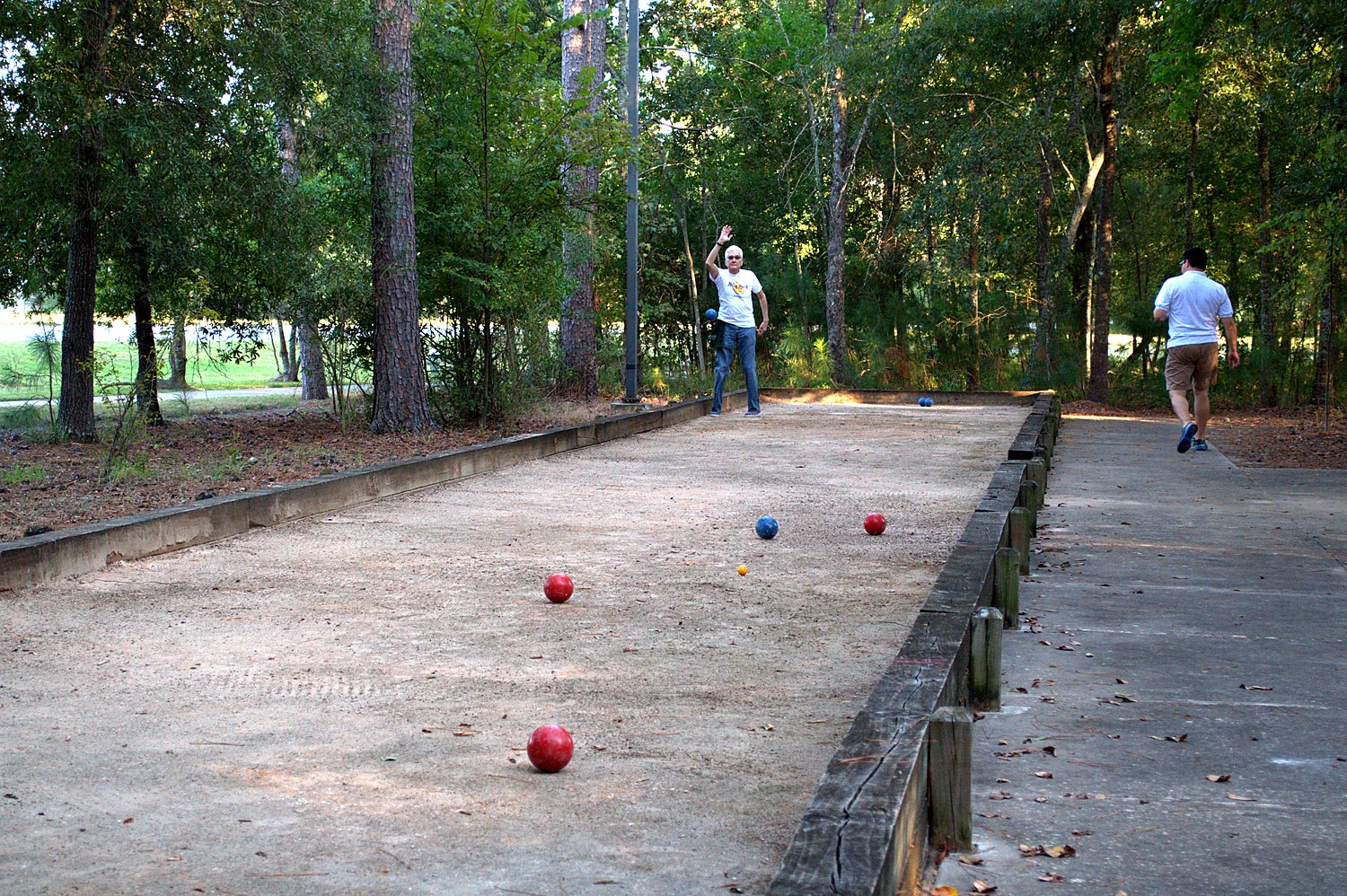 Bocce game on the Avalon Park court, Village of College Park, The Woodlands