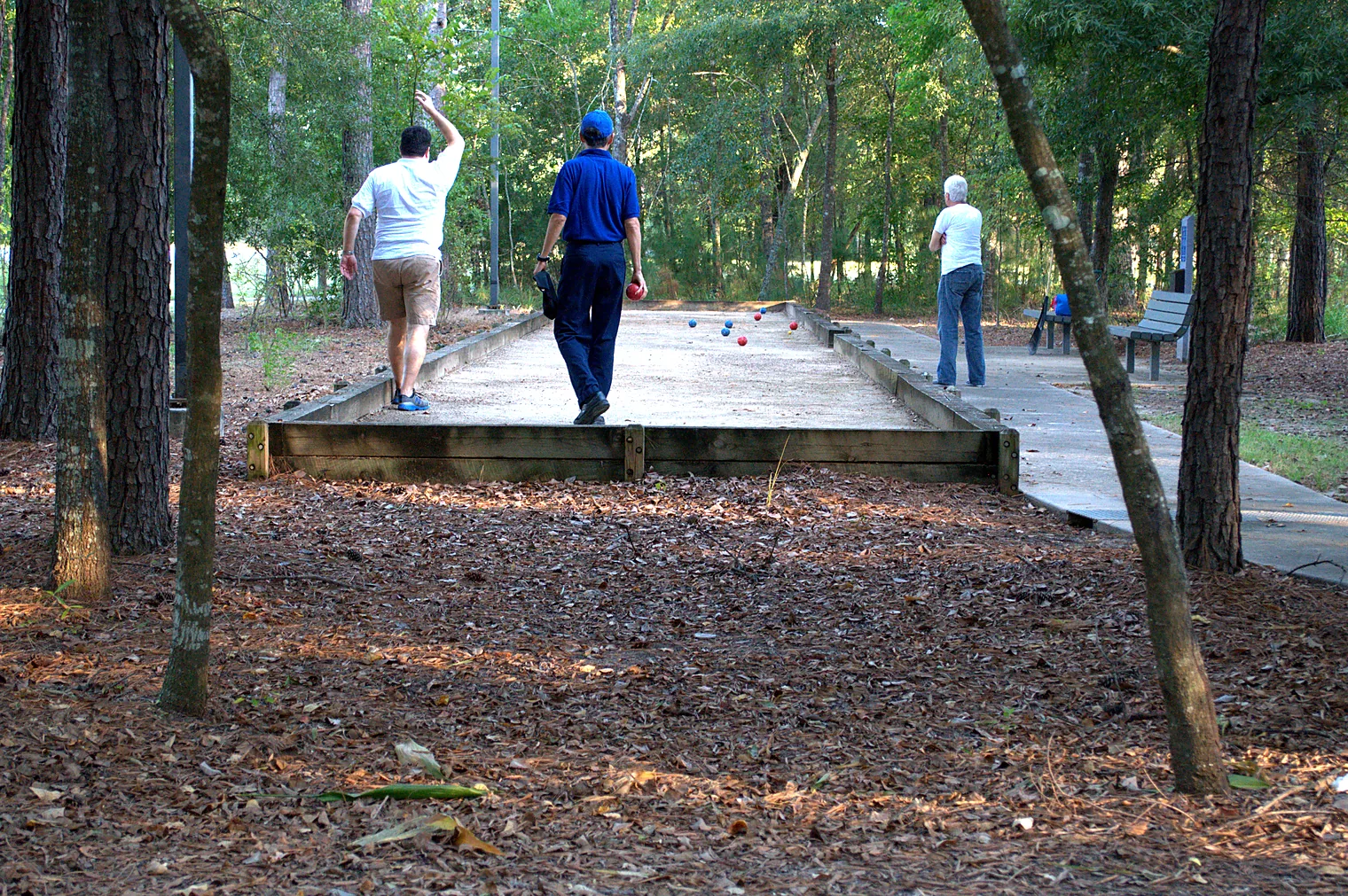Players throwing on the bocce court at Avalon Park, Village of College Park