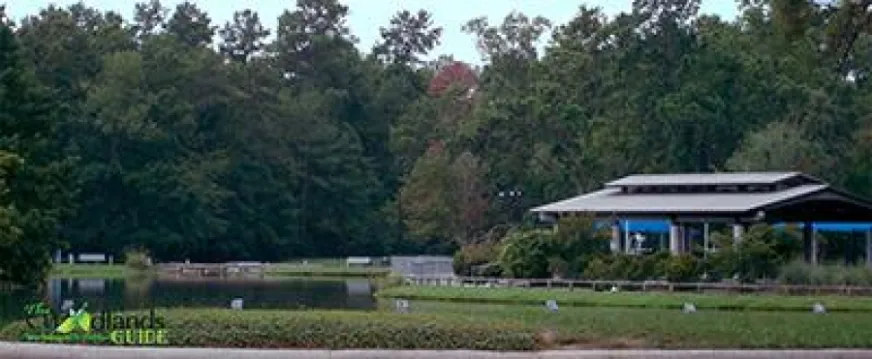 Creekwood Park The Woodlands Panther Creek Village Fishing pond and pavilion at Creekwood Park, Village of Panther Creek
