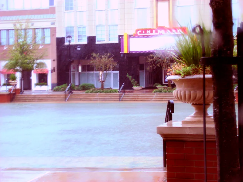 Cinemark theater on Market Street in the rain Cinemark theater on Market Street in the rain during Hurricane Ike
